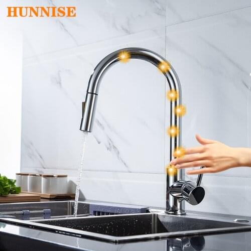 Chrome Touch Kitchen Faucets Hot Cold Pull Out Kitchen Mixer Tap Sensitive Sensor Kitchen Faucets Smart Touch Kitchen Faucet