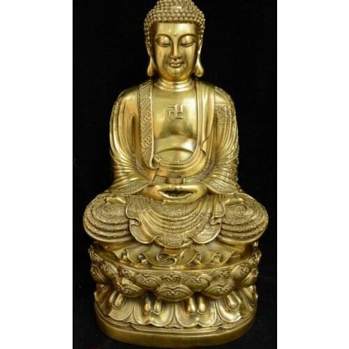 Chinese Temple Bronze Shakyamuni Amitabha Buddha Sakyamuni Tathagata God Statue