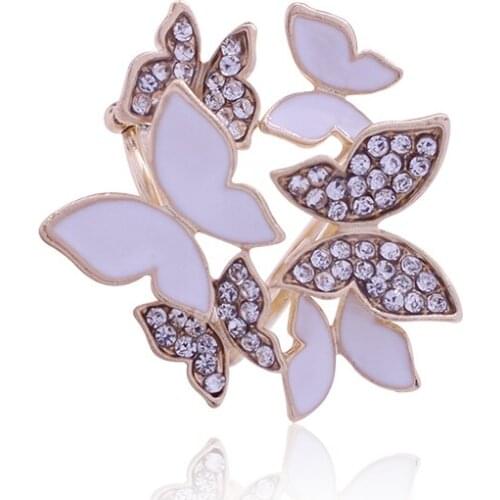 Korean Fashion Wild Butterfly Three-Ring Silk Scarf Buckle Personality Men And Women Rhinestone Scarf Buckle Ornament Gift