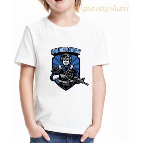 Summer kid tops tshirts children clothing girls graphic t shirts soldier boy cartoon t shirt kids clothes boys t-shirt