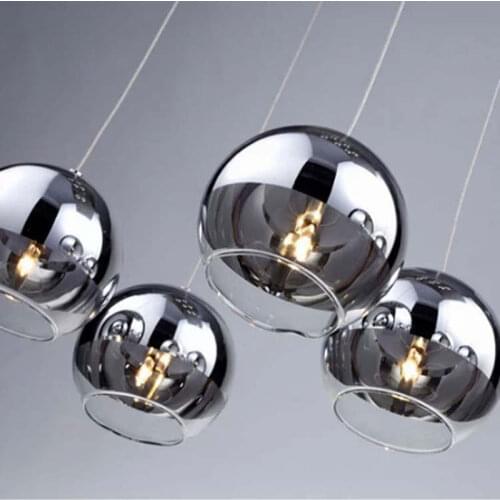 Electroplating Glass Ball Chandelier Silver Dining Room Furniture Restaurant Cafe Ball Hanging Lights Opening Space E27