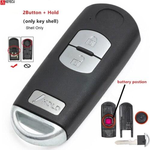 Keyecu New 2 Button + Hold Car Blank Modified Flip Folding Remote Key Shell Fob Case for Mazda 3 CX-3 CX-5 SKE13D-01