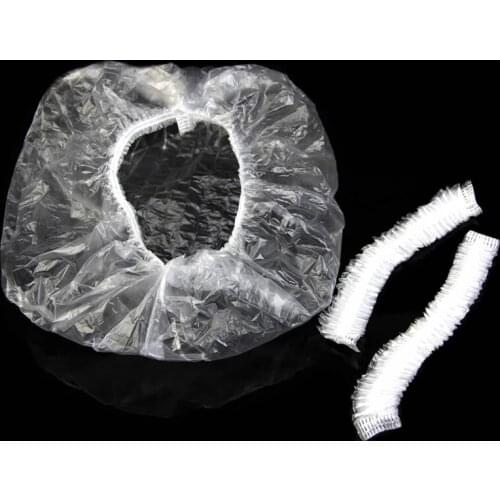 100pcs/set Disposable Hotel Home Shower Bathing Cap Transparent Hair Elastic Cap Hat For Home use With Easy To Carry