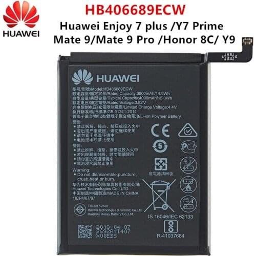Hua Wei 100% Orginal HB406689ECW 4000mAh Battery For Huawei Enjoy 7 Enjoy 7plus Y7 Prime Mate 9 /pro TRT-L53 TRT-L21A TRT-AL00