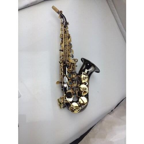 Black nickel Soprano Saxophone Brass Carve Pattern Bb Bend Althorn Sax Pearl White Shell Buttons Wind Instrument