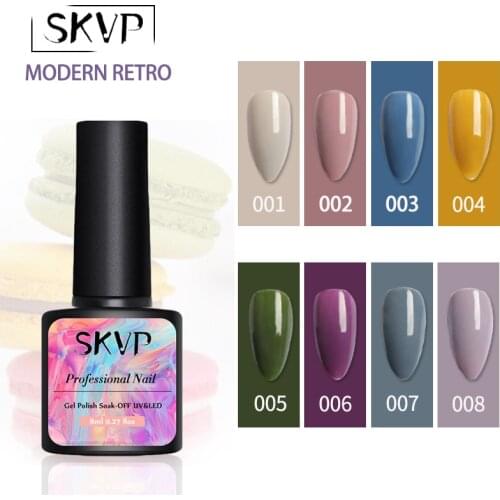 SKVP 8ml Modern Gel Nail Polish Soak Off Semi Permanent Nude UV Gel Nail Art Manicure Primer Gel Lacquer