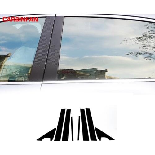 Car Styling Carbon Fiber Window Trim Garnish Pillar Middle Sticker Decoration Film 8pcs/set For Infiniti Q50 Q50L 2015-2019