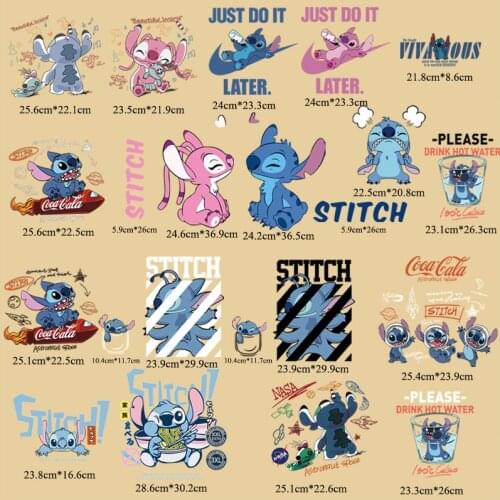 Stitch Angel Ironing Patches Disney cute Hot Transfers Clothing Patch Cartoon DIY Sewing Clothes Bag Decration Sticker Gifts