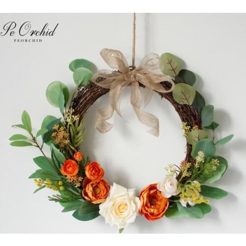 PEORCHID 2020 Bridal Portable Garland Artificial Rose Wedding Door Hanging flower Wreath Party Decor Bridesmaid Hoop Bouquet