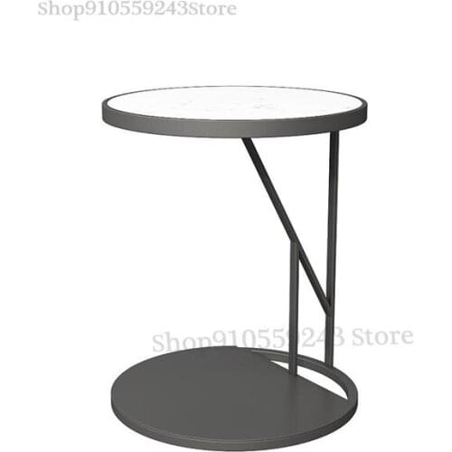 Italian Style Light Luxury Side Table Movable Round Table Marble Double Storage Side Table Living Room C-shaped Side Table Small