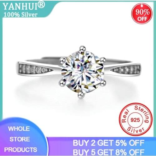 Eternity 1 Carat Wedding Ring Original 925 Sterling Silver Cubic Zirconia Stones Rings For Women High Quality Fine Jewelry RY11