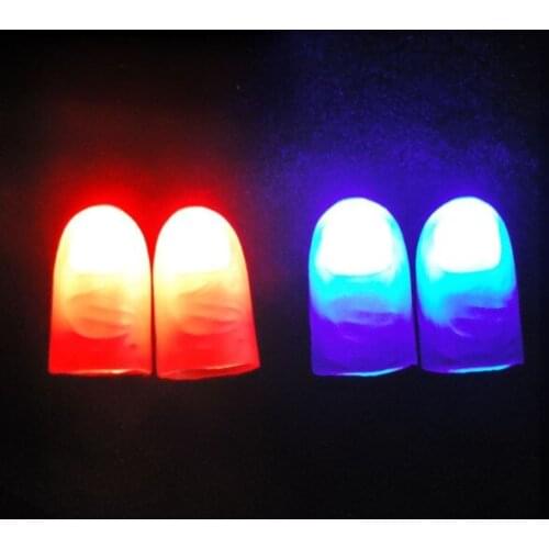 Magic Toys Magic Red Blue Light Up Thumb Tips With LED Red Magic Thumb Tip Light Illusion Magic Finger 1 Ppair=2pcs YH1755
