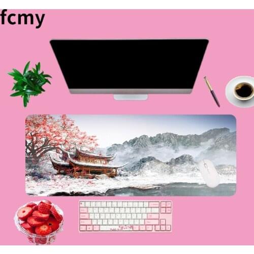 Japanese Pink Cherry Blossom Style Gamer Speed Mice Retail Durable Desktop Mousepad Free Shipping Large Mouse Pad Keyboards Mat