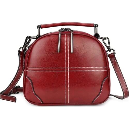 Genuine Leather Womens Messenger Bags Large Capacity Vintage Women Handbag Travelling Cross-body Bags Shoulder Bags