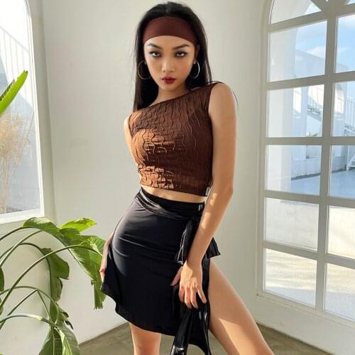 2021 New Latin Dance Competition Clothes For Women Sleeveless Tops Black Skirts Latin Dance Practice Dress Rumba Dance Costumes