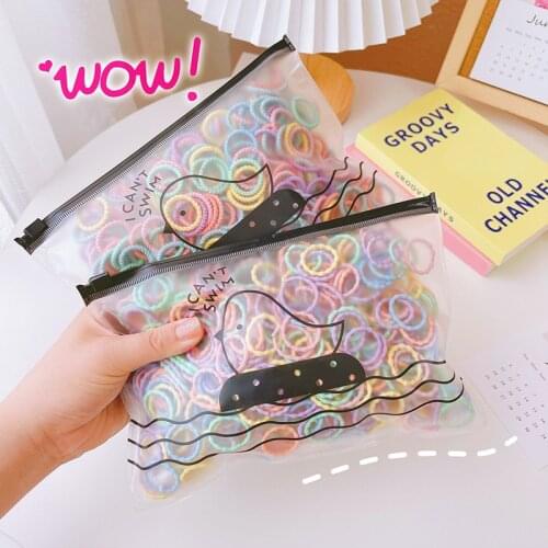 100Pcs Girls Hair Accessories gift Nylon Rubber Band Elastic Hair Bands Headband Children Ponytail Holder Bands Kids Ornaments