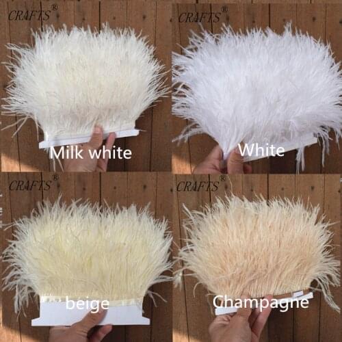 2017 hot! Sell high-quality white ostrich feather cloth belt, 10 meters a lot /8-11cm wide,DIY jewelry clothing accessories