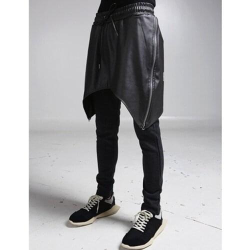 27-44 2017 NEW Mens clothing GD Hair Stylist fashion casual PU stitching metal zipper crotch pants plus size singer costumes