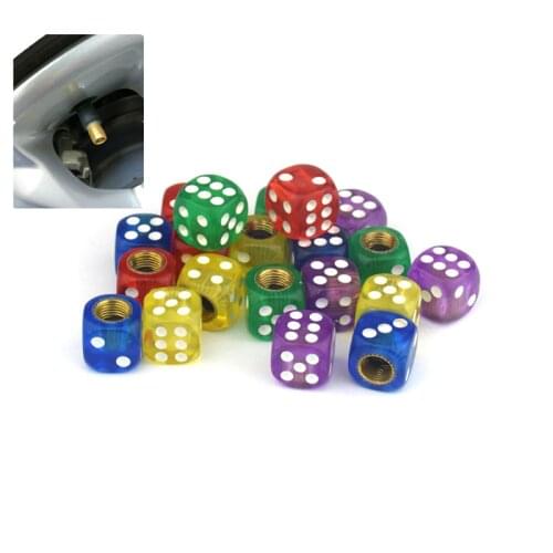 4pcs Dice Shape Valve Cap Car Truck Wheel Tire Air Valve Stem Cover Dust Cap Bicycle Valve Accessories Car Accessories