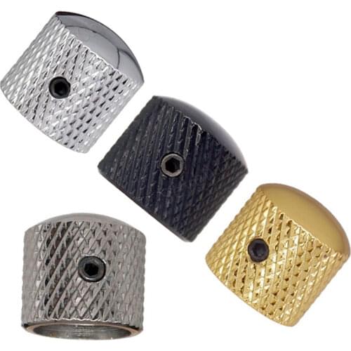 4Pcs/lot Metal Knurled Dome Knobs for Guitar Bass With Wrench Gold Gun color Chrome for choose guitar accessories parts
