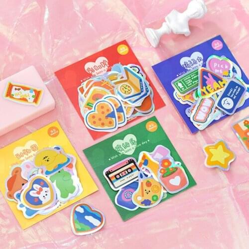 40pcs/Pack Bear Happy Saturday Series Laser Stickers Cartoon Decoration Sticker Zoo Scrapbooking Journal Kawaii Stationery