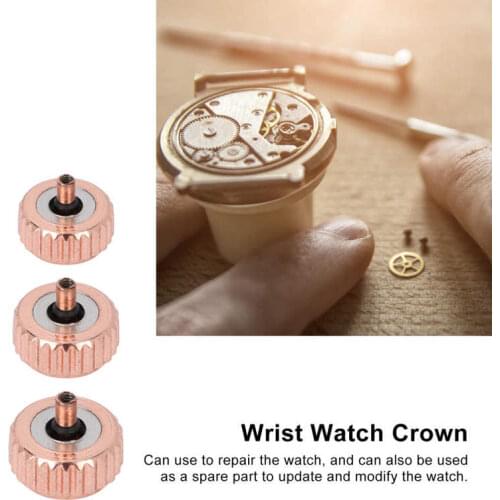 5pcs Quartz Mechanical Watch Crown Spare Parts Steel Watch Head Replacement Accessories Rose Gold
