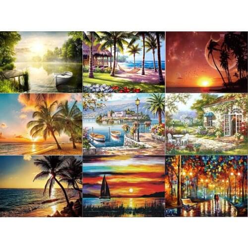 5d Diy Diamond Painting Landscape Embroidery Cross Stitch Mosaic Home Decoration Sticker Handmade New Year Wall Sticker