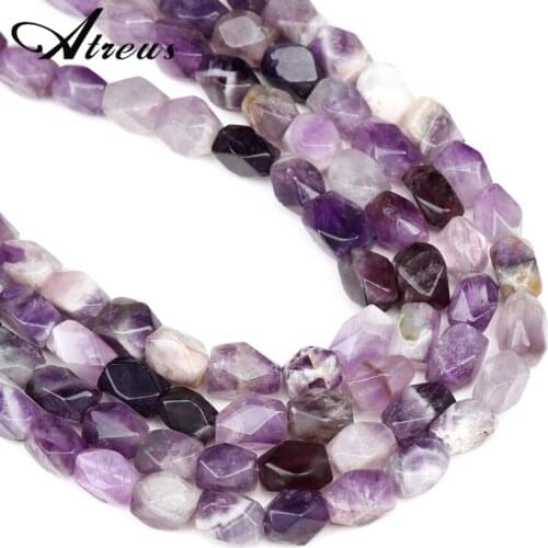 Atreus 10x14mm Purple Crystal Beads Irregular Faceted Square Natural Stone Beads For Jewelry Making Beaded Material Supplies
