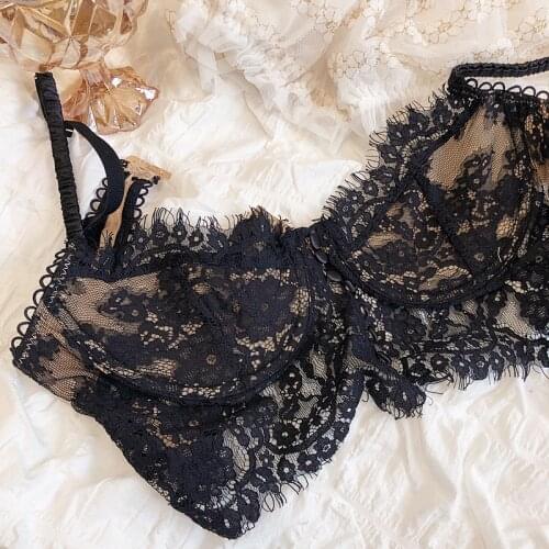 Wriufred Sexy ultra-thin lace bralette steel ring private underwear waistcoat inner bra underwire temptation womens lingerie