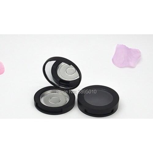 Black Plastic Powder/Blush Jar With Mirror Empty Portable Cosmetic Box + Flip Lid Packaging Containers F550