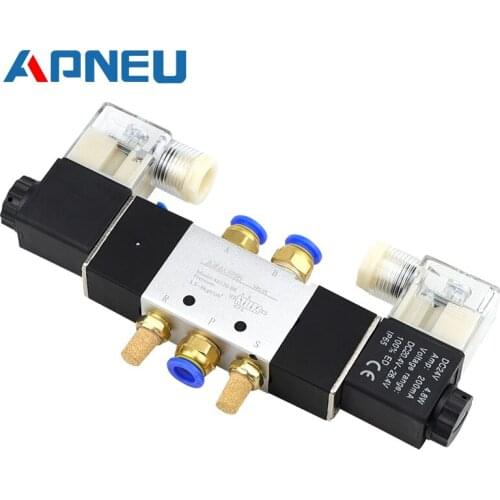Solenoid Valve 220V Pneumatic 4V220-08 Air 5 way 2 Position 1/4" Coil Aluminum Alloy Internal DC 12V electric DC 24V AC 110V