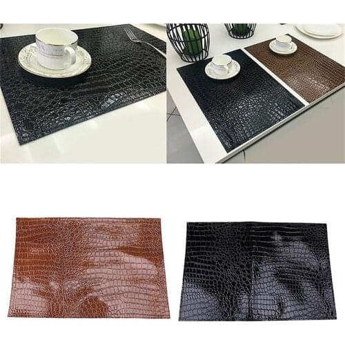 Insulation Pad Mat Decorative Coffee Coasters Pu Leather Placemat European Style Crocodile Pattern Table Mat Rectangle Placemat