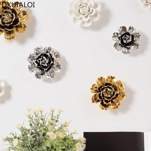 European Ceramic Flower Ornaments Wall Mural Home Livingroom TV Background Wall Hanging Crafts Hotel Lobby 3D Wall Sticker Decor