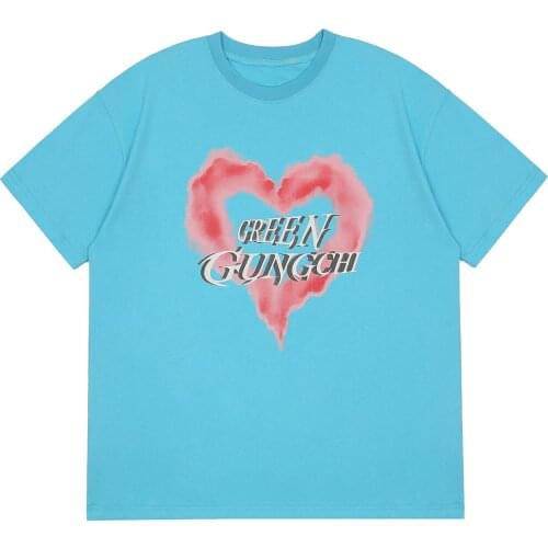 LACIBLE Mens Hip Hop T-Shirt Streetwear Vintage Love Cloud Print Tshirts Loose Cotton Short Sleeve 2021 Summer Casual