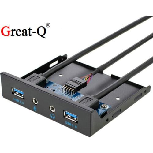 Great-Q 3.5'' Floppy Panel Front Bracket Bay 2 Ports USB 3.0 Hub HD Audio microphone Port 20 pin Drive Expansion Front Panel