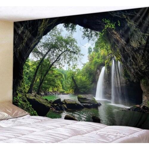 3D Great Falls Print Tapestry Wall Hanging Decorative Wall Carpet Bed Sheet Bohemian Hippie Home Decor Couch Throw