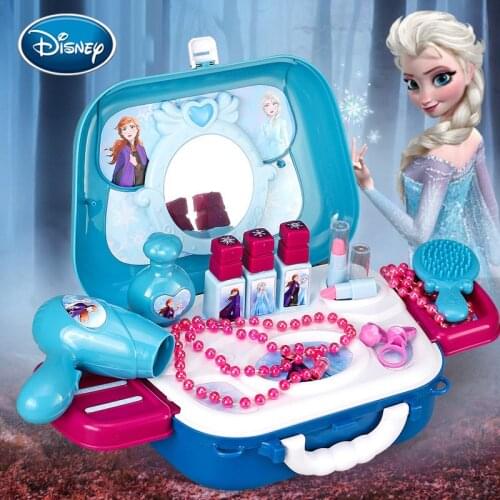 Disney Girl Toy Frozen 2 Elsa Makeup Handbag Toy Makeup Child Simulation Girl Play House Makeup Tool Gift Set