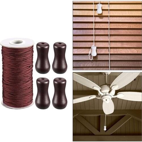 Brown Braided Lift Shade Cord Wood Pendant for Aluminum Blind Shade