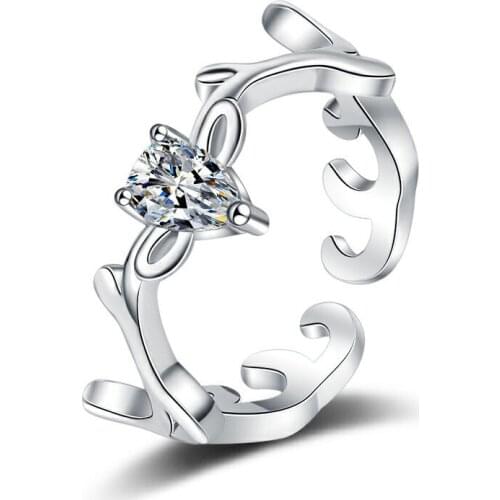 Fashion Christmas Elk Antler Crystal Opening Ring Romantic Love Couple Ring Womens Ring Christmas Party Jewelry Gift