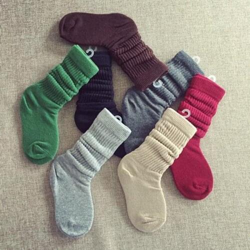Top Fashion Free Shipping Winter Children Thick Warm Cotton Socks Girls Sock 1-11 Y Girls Solid Socks