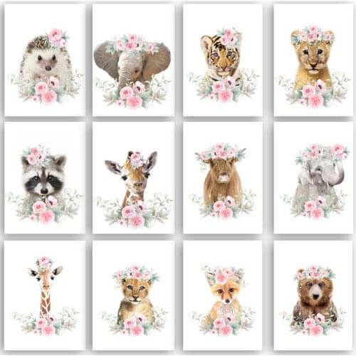 Diamond Painting Kit Animal Diamond Embroidery Lion Elephant Fox Tiger Wall Home Decor Flower Mosaic Diamond Art Handmade Gift