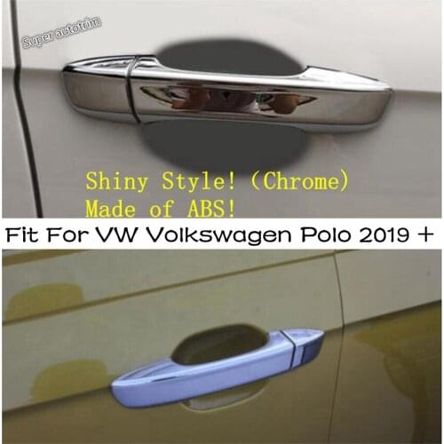 Side Door Pull Doorknob Handle Catch Cap Frame Cover Trim Fit For VW Volkswagen Polo 2019 2020 2021 ABS Accessories Exterior