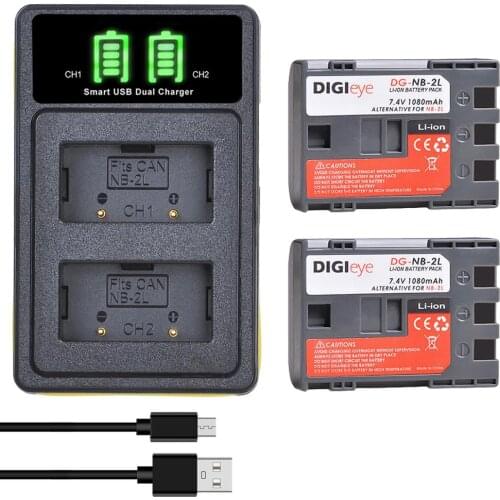 NB-2L NB-2LH NB2L Battery + LED Dual Charger for Canon PowerShot G7 G9 S30 S40 S45 DC410 DC420 VIXIA HFR10 HF R100 EOS 350D 400D
