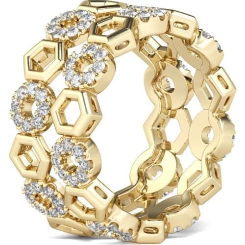 New Fashion Bohemia Big alloy Ring Wedding Fashion Luxury Gold Color Hollow Geometry Rings For Women korea Jewelry