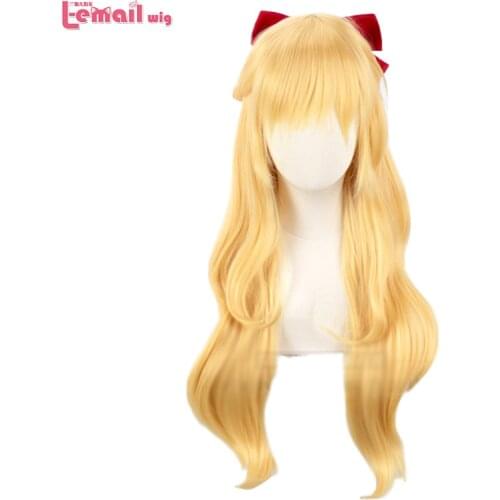 L-email wig Sailor Venus Cosplay Wigs Sailor Moon Minako Aino Cosplay Wig Blonde Loose Wave Long Heat Resistant Synthetic Hair