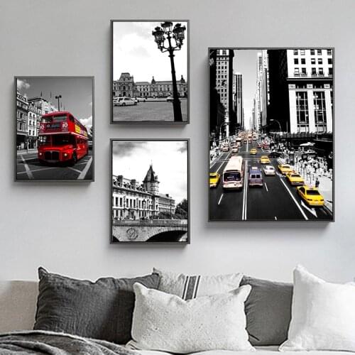 Nordic Black White Canvas Painting Modern World City Landscape Paris London New York Poster Prints Wall Art Picture Home Decor