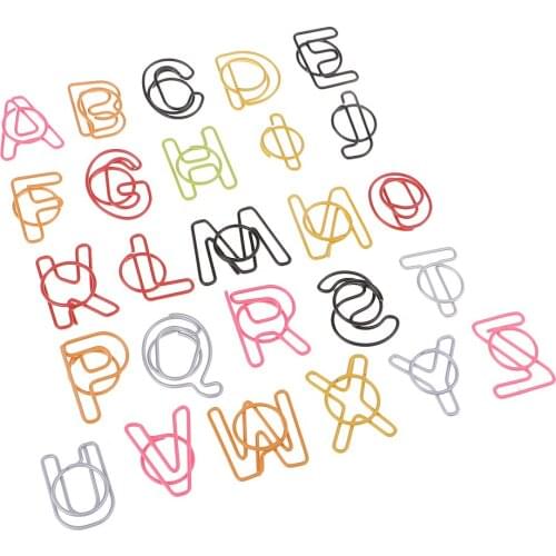 26 Pieces Mixed Bookmarks File Paper Documents Paperclips A - Z Letter Shape Metal Clips Office Shool Stationery Gift