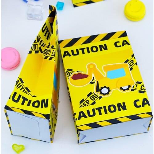 Construction trucks Favor Box Candy Box Gift Box Cupcake Box Boy Kids Birthday Party Supplies Decoration Event Party Supplies