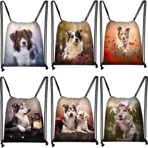 Lively Dog On The Grass Bag Ladies Travel Teenager Female Fashion Storage Girls Shoe Shopping Bags Gift