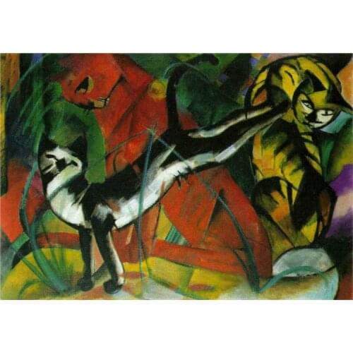 Three Cats by Franz Marc oil painting canvas High quality hand painted abstract modern art reproduction